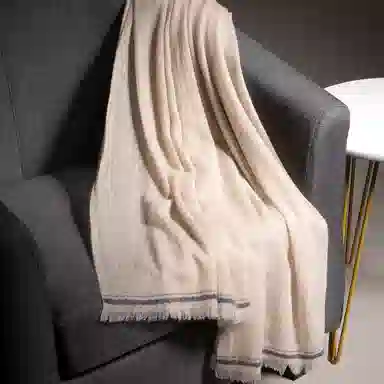 红豆 纯色柔软轻盈保暖 山羊绒 绒线围巾 男女同款情侣款