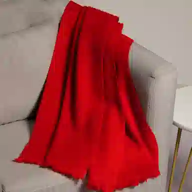 红豆 舒适时尚百搭中国红保暖 羊绒 绒线围巾 男女同款情侣款