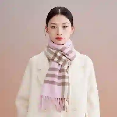 红豆 品牌格子条纹百搭 山羊绒 绒线围巾 男女同款情侣款