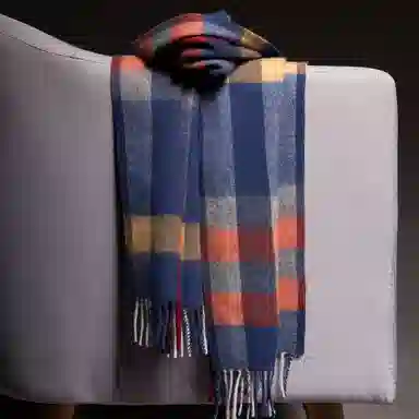 红豆 时尚格子保暖柔软舒适百搭 羊毛 绒线围巾 男女同款情侣款