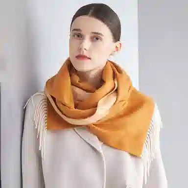 红豆 纯色简约时尚柔软舒适保暖 山羊绒 绒线围巾 男女同款情侣款