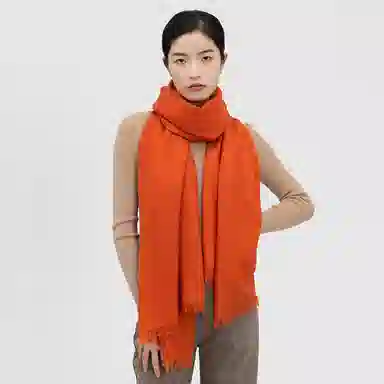 红豆 简约纯色轻盈舒适保暖时尚百搭 羊毛 绒线围巾 男女同款情侣款