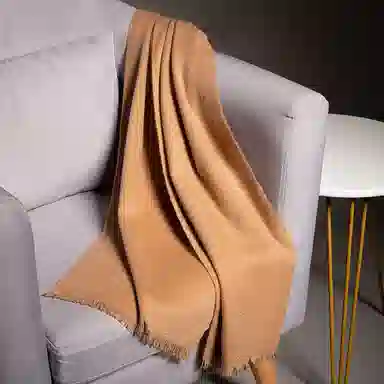 红豆 纯色简约时尚大气舒适百搭保暖 山羊绒 绒线围巾 男女同款情侣款