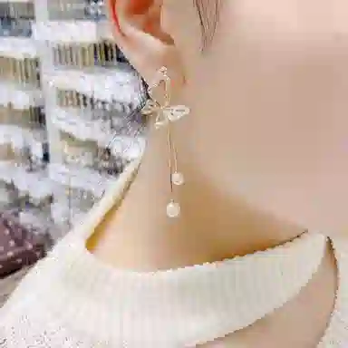 澜耀 气质百搭蝴蝶长款流苏两戴耳坠 小众设计高级感耳饰#好运 合金 耳环 女款