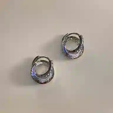 澜耀 双环拼接 幻彩流光 高级感小众设计 铜合金 耳环 女款