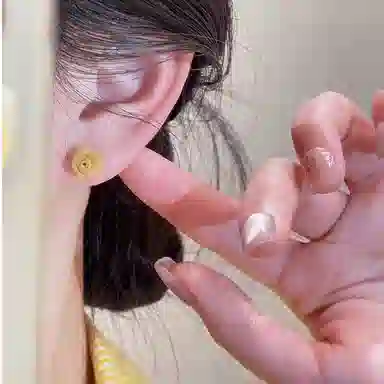 澜耀 金缕山茶蜜 编织山茶花 小巧精致百搭耳饰 铜合金 耳钉 女款