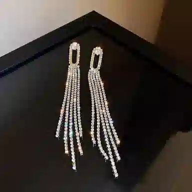 澜耀 瀑金芒 流苏长款 超仙气质百搭耳饰 铜合金 耳环 女款