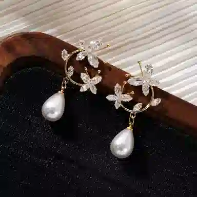 澜耀 气质蝴蝶环绕耳饰 时尚百搭少女法式轻奢超仙精致#好运 合金  耳环 女款