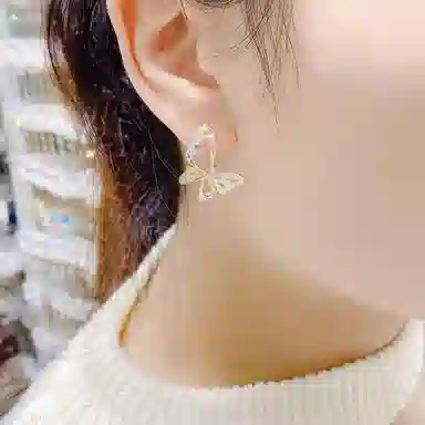 澜耀 气质百搭蝴蝶长款流苏两戴耳坠 小众设计高级感耳饰#好运 合金 耳环 女款