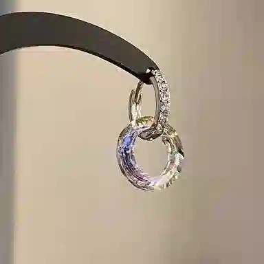 澜耀 双环拼接 幻彩流光 高级感小众设计 铜合金 耳环 女款