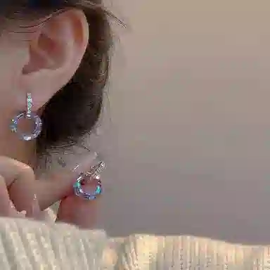 澜耀 双环拼接 幻彩流光 高级感小众设计 铜合金 耳环 女款