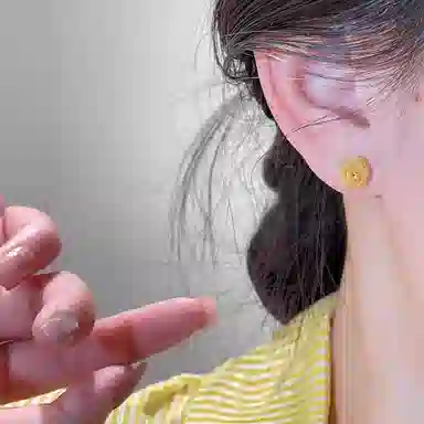 澜耀 金缕山茶蜜 编织山茶花 小巧精致百搭耳饰 铜合金 耳钉 女款