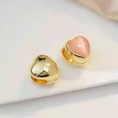 澜耀 粉色爱心 小众设计甜美轻奢大方气质优雅高级感耳饰 合金 耳环 女款