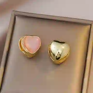 澜耀 粉色爱心 小众设计甜美轻奢大方气质优雅高级感耳饰 合金 耳环 女款