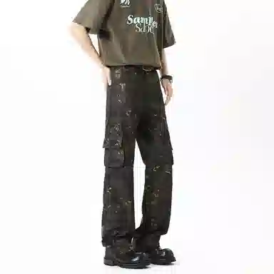 悍戈 美式复古高街风多口袋机能透气舒适百搭迷彩工装直筒裤休闲裤 男女同款