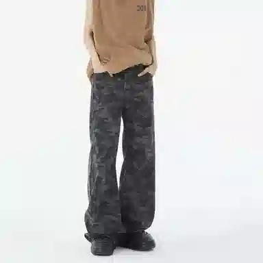 悍戈 美式复古高街风多口袋机能透气舒适百搭迷彩工装直筒裤休闲裤 男女同款