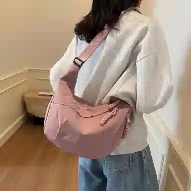 雅鹿 日系纯色时尚上课通勤简约百搭运动 布 单肩斜挎包 男女同款情侣款 多色