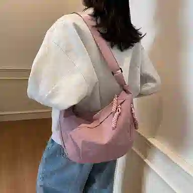 雅鹿 日系纯色时尚上课通勤简约百搭运动 布 单肩斜挎包 男女同款情侣款 多色