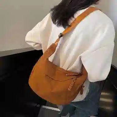 雅鹿 日系纯色时尚上课通勤简约百搭运动 布 单肩斜挎包 男女同款情侣款 多色