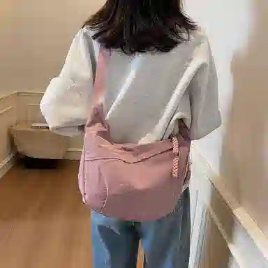 雅鹿 日系纯色时尚上课通勤简约百搭运动 布 单肩斜挎包 男女同款情侣款 多色