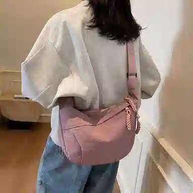 雅鹿 日系纯色时尚上课通勤简约百搭运动 布 单肩斜挎包 男女同款情侣款 多色