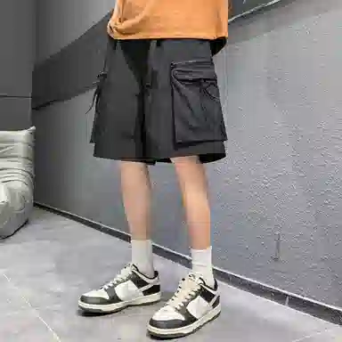 玉儿恋 美式复古潮流宽松口袋五分裤尽显百搭风范时尚休闲短裤 男女同款
