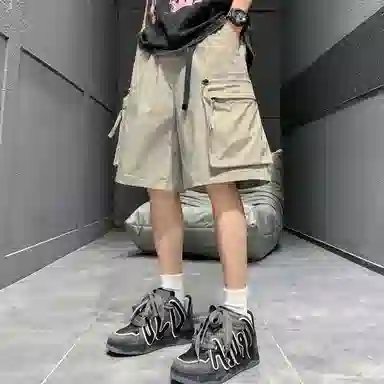 玉儿恋 美式复古潮流宽松口袋五分裤尽显百搭风范时尚休闲短裤 男女同款