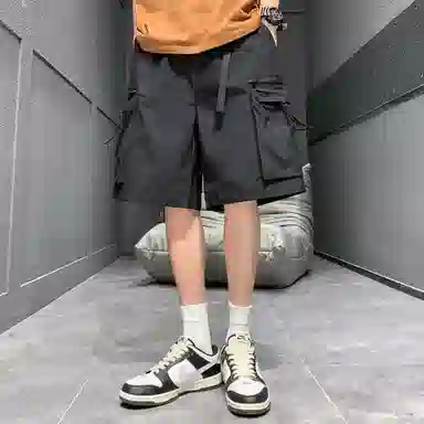 玉儿恋 美式复古潮流宽松口袋五分裤尽显百搭风范时尚休闲短裤 男女同款