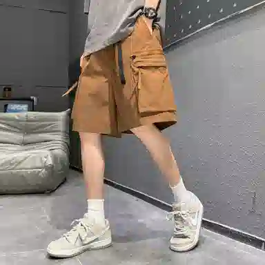 玉儿恋 美式复古潮流宽松口袋五分裤尽显百搭风范时尚休闲短裤 男女同款