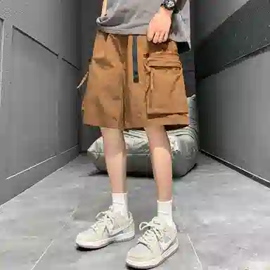 玉儿恋 美式复古潮流宽松口袋五分裤尽显百搭风范时尚休闲短裤 男女同款