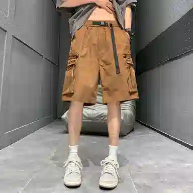 玉儿恋 美式复古潮流宽松口袋五分裤尽显百搭风范时尚休闲短裤 男女同款
