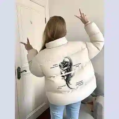 DOENU Light Rose Logo Puffer Jacket