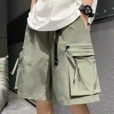 玉儿恋 美式复古潮流宽松口袋五分裤尽显百搭风范时尚休闲短裤 男女同款