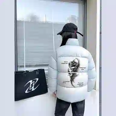 DOENU Light Rose Logo Puffer Jacket