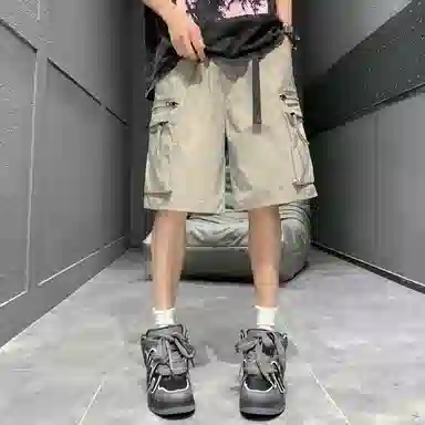 玉儿恋 美式复古潮流宽松口袋五分裤尽显百搭风范时尚休闲短裤 男女同款