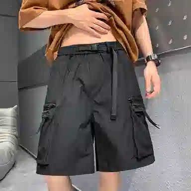玉儿恋 美式复古潮流宽松口袋五分裤尽显百搭风范时尚休闲短裤 男女同款