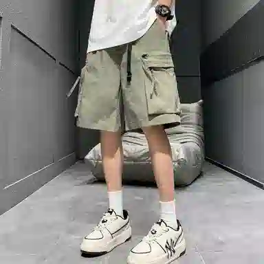 玉儿恋 美式复古潮流宽松口袋五分裤尽显百搭风范时尚休闲短裤 男女同款