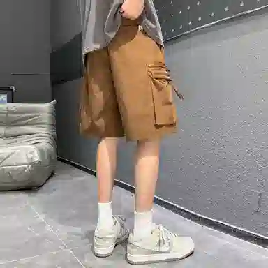 玉儿恋 美式复古潮流宽松口袋五分裤尽显百搭风范时尚休闲短裤 男女同款