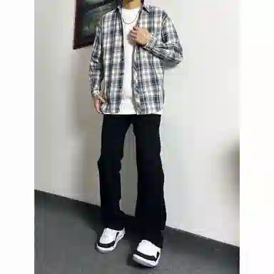 布客行 美式高街复古做旧水洗百搭显高显瘦潮流休闲微喇直筒裤牛仔裤 男女同款