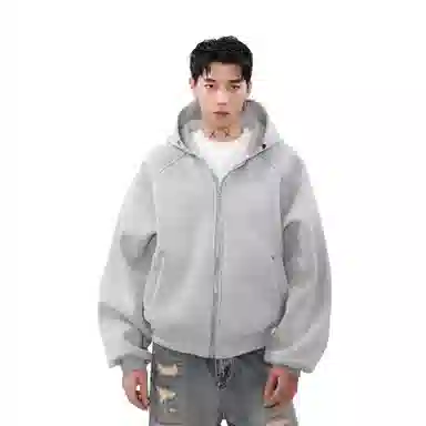 悍戈 美式复古重磅时尚宽松连帽开衫 潮流百搭 个性设计 舒适亲肤卫衣 男女同款