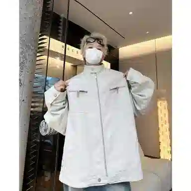 悍戈 复古纯色多设计元素解构分割宽松休闲立领飞行员夹克 男女同款