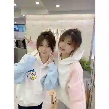 悍戈 美式复古卡通刺绣多风格拼接连帽休闲外套卫衣 男女同款