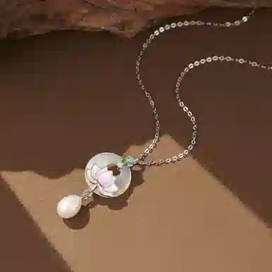 金戟 蛇头莲花 新中式国风生肖蛇守护 平安扣清透优雅锁骨链#好运#好运天然 玉髓 项链 女款