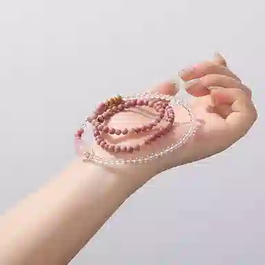 金戟 貔貅叠梦 新中式国潮轻奢粉晶貔貅红纹石简约小众净化磁场水逆退散爱情事业学业顺利上岸时尚百搭三圈叠戴天然 粉水晶 手串 女款