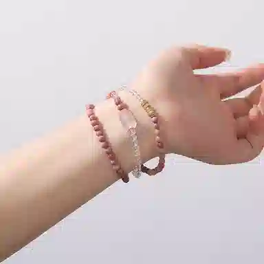 金戟 貔貅叠梦 新中式国潮轻奢粉晶貔貅红纹石简约小众净化磁场水逆退散爱情事业学业顺利上岸时尚百搭三圈叠戴天然 粉水晶 手串 女款