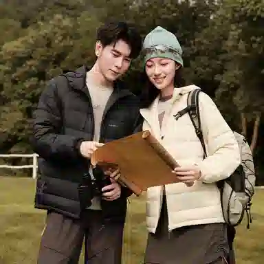 鸭鸭 户外运动连帽纯色羽绒服 男女同款