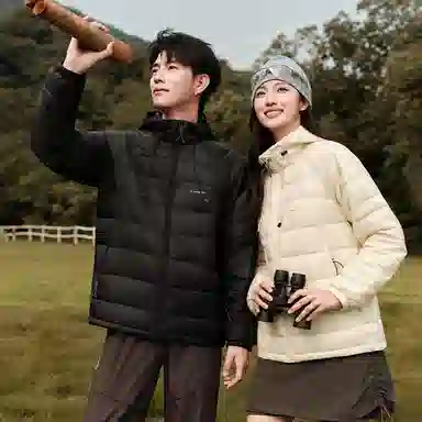 鸭鸭 户外运动连帽纯色羽绒服 男女同款