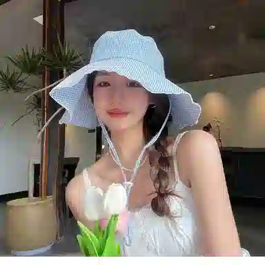 优莲茵 韩系小格纹慵懒登山帽显脸小百搭小众遮阳帽 大头围荷叶边显脸小轻便透气户外出游简约百搭 棉 渔夫帽 男女同款情侣款