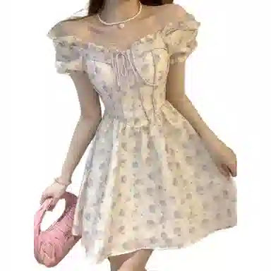 哒头下雨不愁 复古气质舒适短袖连衣裙 女款