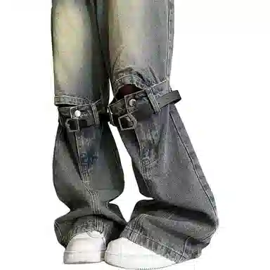 哒头下雨不愁 休闲微喇宽松牛仔裤 女款 蓝色